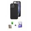 MARSİLYAN™- iPhone 16 Pro Kılıf Ahenk Serisi - Siyah Bilvis 5in1 5D Magic Hayalet Cam Ekran Koruyucu + Raze Metal Kamera Lens - CLTM