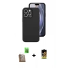 MARSİLYAN™- iPhone 16 Pro Kılıf Ahenk Serisi - Siyah Buffer Cam Ekran Koruyucu + Raze Metal Kamera Lens - CLTM