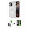 MARSİLYAN™- iPhone 16 Pro Kılıf Ahenk Yansıma Prime - Şeffaf 360 Full Body Arka Koruyucu + Siyah Raze Metal Kamera Lens