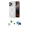 MARSİLYAN™- iPhone 16 Pro Kılıf Ahenk Yansıma Prime - Siyah 3D Antistatik Cam Ekran Koruyucu + Raze Metal Kamera Lens - BZ