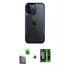 MARSİLYAN™- iPhone 16 Pro Kılıf Akış Çizgi Koleksiyonu - Şeffaf 360 Full Body Arka Koruyucu + Siyah Raze Metal Kamera Lens
