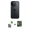 MARSİLYAN™- iPhone 16 Pro Kılıf Akış Çizgi Koleksiyonu - Şeffaf 360 Full Body Arka Koruyucu + Siyah Raze Metal Kamera Lens
