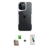MARSİLYAN™- iPhone 16 Pro Kılıf Akış Çizgi Koleksiyonu - Şeffaf Pasifik Cam Ekran Koruyucu + Raze Metal Kamera Lens - CLTM