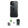 MARSİLYAN™- iPhone 16 Pro Kılıf Akış Çizgi Koleksiyonu - Siyah 360 Mat Full Body Arka Koruyucu + Raze Metal Kamera Lens - SH
