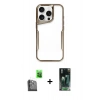 MARSİLYAN™- iPhone 16 Pro Kılıf Akış Çizgi Koleksiyonu - Siyah 360 Mat Full Body Arka Koruyucu + Raze Metal Kamera Lens - SH