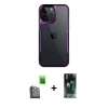 MARSİLYAN™- iPhone 16 Pro Kılıf Akış Çizgi Koleksiyonu - Siyah 360 Mat Full Body Arka Koruyucu + Raze Metal Kamera Lens - SH