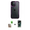 MARSİLYAN™- iPhone 16 Pro Kılıf Akış Çizgi Koleksiyonu - Siyah 360 Mat Full Body Arka Koruyucu + Raze Metal Kamera Lens - CLTM