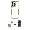 MARSİLYAN™- iPhone 16 Pro Kılıf Akış Çizgi Koleksiyonu - Siyah 360 Mat Full Body Arka Koruyucu + Raze Metal Kamera Lens - CLTM