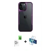 MARSİLYAN™- iPhone 16 Pro Kılıf Akış Çizgi Koleksiyonu - Siyah 3D Antistatik Cam Ekran Koruyucu + Raze Metal Kamera Lens - BZ