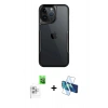 MARSİLYAN™- iPhone 16 Pro Kılıf Akış Çizgi Koleksiyonu - Siyah 3D Antistatik Cam Ekran Koruyucu + Raze Metal Kamera Lens - BZ