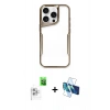 MARSİLYAN™- iPhone 16 Pro Kılıf Akış Çizgi Koleksiyonu - Siyah 3D Antistatik Cam Ekran Koruyucu + Raze Metal Kamera Lens - BZ