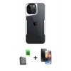 MARSİLYAN™- iPhone 16 Pro Kılıf Akış Çizgi Koleksiyonu - Siyah 3D Antistatik Mat Seramik Nano Ekran Koruyucu + Siyah Raze Metal Kamera Lens