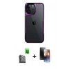 MARSİLYAN™- iPhone 16 Pro Kılıf Akış Çizgi Koleksiyonu - Siyah 3D Antistatik Mat Seramik Nano Ekran Koruyucu + Siyah Raze Metal Kamera Lens