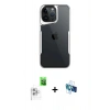 MARSİLYAN™- iPhone 16 Pro Kılıf Akış Çizgi Koleksiyonu - Siyah 3D Antistatik Seramik Nano Ekran Koruyucu + Raze Metal Kamera Lens - BZ