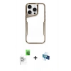MARSİLYAN™- iPhone 16 Pro Kılıf Akış Çizgi Koleksiyonu - Siyah 3D Antistatik Seramik Nano Ekran Koruyucu + Raze Metal Kamera Lens - BZ