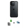 MARSİLYAN™- iPhone 16 Pro Kılıf Akış Çizgi Koleksiyonu - Siyah 3D Antistatik Seramik Nano Ekran Koruyucu + Raze Metal Kamera Lens - SH