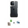 MARSİLYAN™- iPhone 16 Pro Kılıf Akış Çizgi Koleksiyonu - Siyah 3D Antistatik Seramik Nano Ekran Koruyucu + Raze Metal Kamera Lens - CLTM