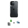 MARSİLYAN™- iPhone 16 Pro Kılıf Akış Çizgi Koleksiyonu - Siyah 3D Antistatik Seramik Nano Ekran Koruyucu + Raze Metal Kamera Lens - SH