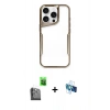 MARSİLYAN™- iPhone 16 Pro Kılıf Akış Çizgi Koleksiyonu - Siyah 3D Antistatik Seramik Nano Ekran Koruyucu + Raze Metal Kamera Lens - SH