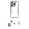 MARSİLYAN™- iPhone 16 Pro Kılıf Akış Çizgi Koleksiyonu - Siyah Bilvis 0.18mm Plus Cam Ekran Koruyucu + Raze Metal Kamera Lens - CLTM