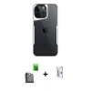 MARSİLYAN™- iPhone 16 Pro Kılıf Akış Çizgi Koleksiyonu - Siyah Bilvis 0.18mm Plus Cam Ekran Koruyucu + Raze Metal Kamera Lens - SH