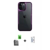 MARSİLYAN™- iPhone 16 Pro Kılıf Akış Çizgi Koleksiyonu - Siyah Bilvis 0.18mm Plus Cam Ekran Koruyucu + Raze Metal Kamera Lens - SH