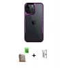 MARSİLYAN™- iPhone 16 Pro Kılıf Akış Çizgi Koleksiyonu - Siyah Bilvis 0.18mm Plus Cam Ekran Koruyucu + Raze Metal Kamera Lens - CLTM