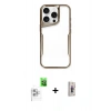 MARSİLYAN™- iPhone 16 Pro Kılıf Akış Çizgi Koleksiyonu - Siyah Bilvis 3D Cam Ekran Koruyucu + Raze Metal Kamera Lens - BZ