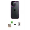 MARSİLYAN™- iPhone 16 Pro Kılıf Akış Çizgi Koleksiyonu - Siyah Bilvis 3D Cam Ekran Koruyucu + Çöl Titanyum Raze Metal Kamera Lens