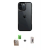 MARSİLYAN™- iPhone 16 Pro Kılıf Akış Çizgi Koleksiyonu - Siyah Bilvis 3D Cam Ekran Koruyucu + Çöl Titanyum Raze Metal Kamera Lens