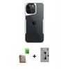 MARSİLYAN™- iPhone 16 Pro Kılıf Akış Çizgi Koleksiyonu - Siyah Bilvis 3D Mat Cam Ekran Koruyucu + Raze Metal Kamera Lens - CLTM