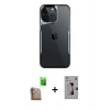 MARSİLYAN™- iPhone 16 Pro Kılıf Akış Çizgi Koleksiyonu - Siyah Bilvis 3D Mat Cam Ekran Koruyucu + Raze Metal Kamera Lens - CLTM