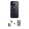 MARSİLYAN™- iPhone 16 Pro Kılıf Akış Çizgi Koleksiyonu - Siyah Bilvis 3D Mat Cam Ekran Koruyucu + Raze Metal Kamera Lens - CLTM
