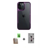 MARSİLYAN™- iPhone 16 Pro Kılıf Akış Çizgi Koleksiyonu - Siyah Bilvis 3D Mat Cam Ekran Koruyucu + Raze Metal Kamera Lens - CLTM