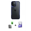 MARSİLYAN™- iPhone 16 Pro Kılıf Akış Çizgi Koleksiyonu - Siyah Bilvis 5in1 5D Magic Hayalet Cam Ekran Koruyucu + Siyah Raze Metal Kamera Lens