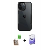 MARSİLYAN™- iPhone 16 Pro Kılıf Akış Çizgi Koleksiyonu - Siyah Bilvis 5in1 5D Magic Hayalet Cam Ekran Koruyucu + Raze Metal Kamera Lens - CLTM