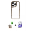 MARSİLYAN™- iPhone 16 Pro Kılıf Akış Çizgi Koleksiyonu - Siyah Bilvis 5in1 5D Magic Hayalet Cam Ekran Koruyucu + Raze Metal Kamera Lens - CLTM