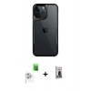 MARSİLYAN™- iPhone 16 Pro Kılıf Akış Çizgi Koleksiyonu - Siyah Bilvis Hayalet Cam Ekran Koruyucu + Raze Metal Kamera Lens - BZ