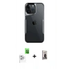 MARSİLYAN™- iPhone 16 Pro Kılıf Akış Çizgi Koleksiyonu - Siyah Bilvis Hayalet Cam Ekran Koruyucu + Raze Metal Kamera Lens - BZ