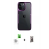 MARSİLYAN™- iPhone 16 Pro Kılıf Akış Çizgi Koleksiyonu - Siyah Bilvis Hayalet Cam Ekran Koruyucu + Raze Metal Kamera Lens - BZ
