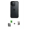 MARSİLYAN™- iPhone 16 Pro Kılıf Akış Çizgi Koleksiyonu - Siyah Bilvis Hayalet Cam Ekran Koruyucu + Raze Metal Kamera Lens - SH