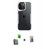 MARSİLYAN™- iPhone 16 Pro Kılıf Akış Çizgi Koleksiyonu - Siyah Bilvis Hayalet Cam Ekran Koruyucu + Raze Metal Kamera Lens - SH
