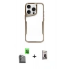 MARSİLYAN™- iPhone 16 Pro Kılıf Akış Çizgi Koleksiyonu - Siyah Bilvis Hayalet Cam Ekran Koruyucu + Raze Metal Kamera Lens - SH