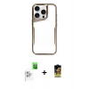 MARSİLYAN™- iPhone 16 Pro Kılıf Akış Çizgi Koleksiyonu - Siyah Buffer Cam Ekran Koruyucu + Beyaz Raze Metal Kamera Lens
