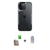 MARSİLYAN™- iPhone 16 Pro Kılıf Akış Çizgi Koleksiyonu - Siyah Joko Magic 5D Cam + Çöl Titanyum Raze Metal Kamera Lens
