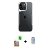 MARSİLYAN™- iPhone 16 Pro Kılıf Akış Çizgi Koleksiyonu - Siyah Joko Magic 5D Cam + Raze Metal Kamera Lens - CLTM