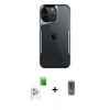 MARSİLYAN™- iPhone 16 Pro Kılıf Akış Çizgi Koleksiyonu - Siyah Joko Magic 5D Hayalet Cam + Raze Metal Kamera Lens - BZ