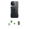 MARSİLYAN™- iPhone 16 Pro Kılıf Akış Çizgi Koleksiyonu - Siyah Joko Magic 5D Hayalet Cam + Raze Metal Kamera Lens - BZ