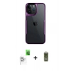 MARSİLYAN™- iPhone 16 Pro Kılıf Akış Çizgi Koleksiyonu - Siyah Joko Magic 5D Hayalet Cam + Raze Metal Kamera Lens - BZ