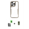 MARSİLYAN™- iPhone 16 Pro Kılıf Akış Çizgi Koleksiyonu - Siyah Joko Magic 5D Hayalet Cam + Raze Metal Kamera Lens - SH